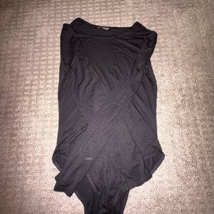 SHEIN Black Long Sleeve Wrap Bodysuit